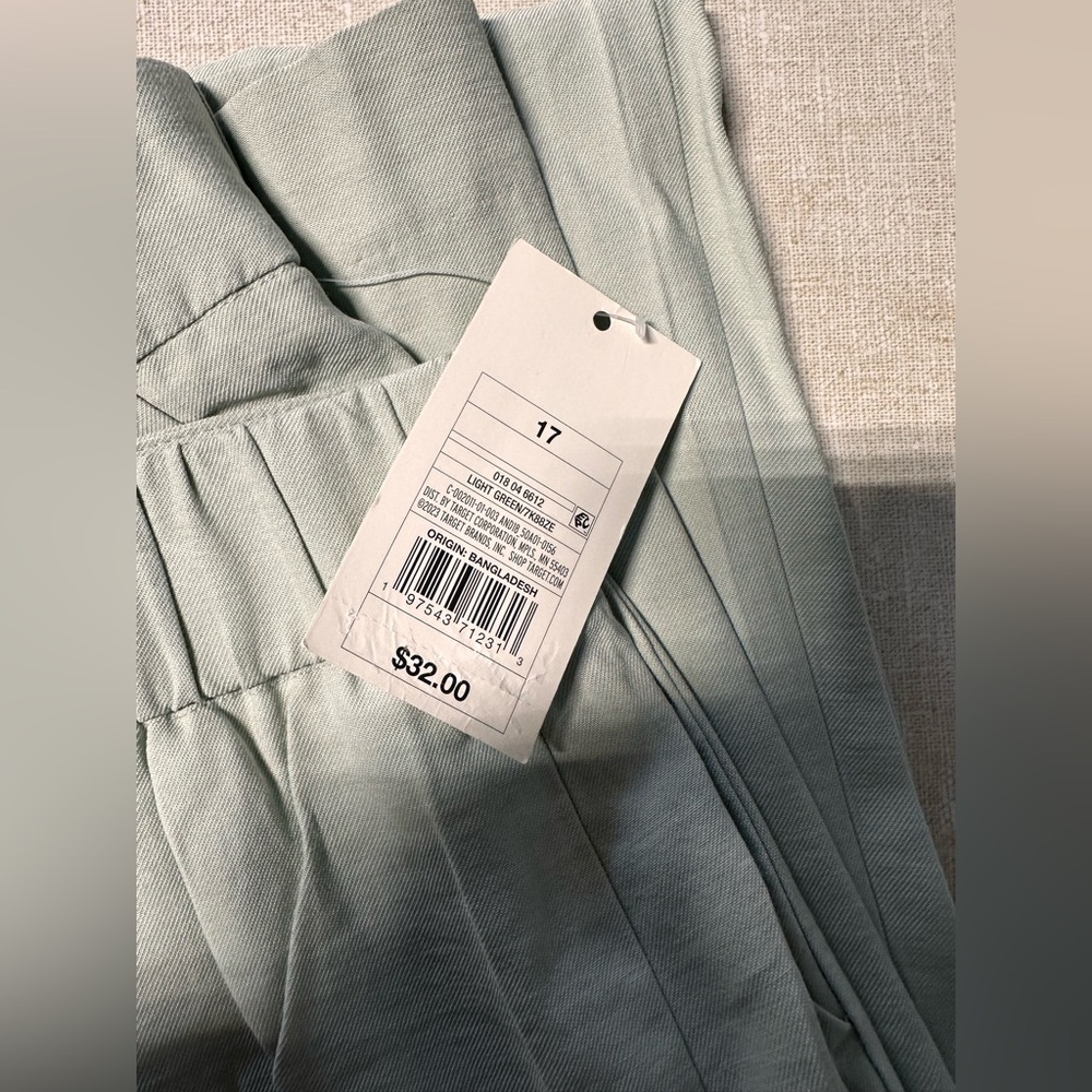 A New Day High-Rise Pleat Front Straight Trousers Pants - Light Green NEW - Picture 6 of 6
